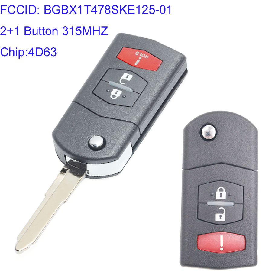 MK540027 2+1 Button 315MHZ Flip Key for Mazda 2 3 5 CX7 CX9 20072015