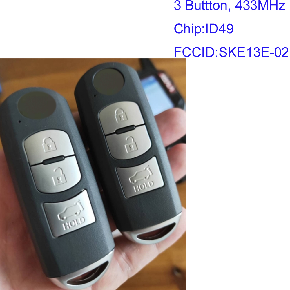 2/3/4 Button Smart Card Remote Key Fob 433mhz Id49 Chip For Mazda 2 3 6 Cx 5 Cx 3 Mx 5 With Emergency Key Blade Ske13e 01